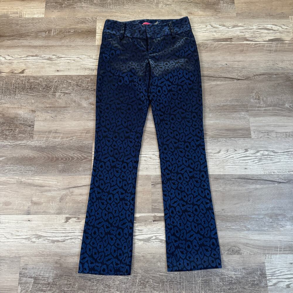 Alice + Olivia Andrew Blue Leopard Jacquard Pants Indie Sleaze Y2K Fall 8